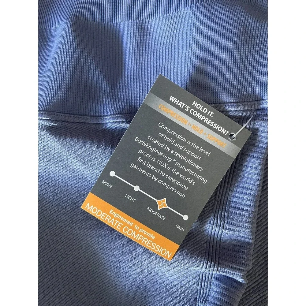NWT Nux Active Light Blue Moderate Compression Ribbed Leggings Size Large